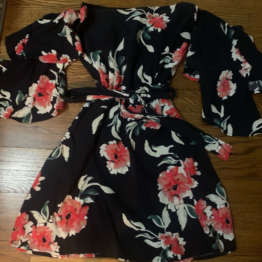 Vici Off shoulder black floral sundress Size S